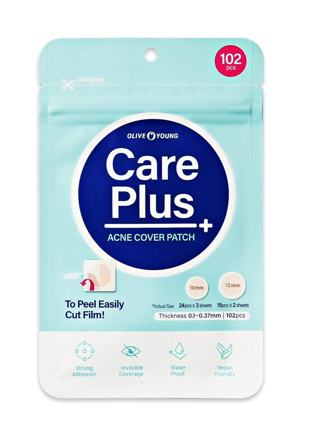 OLIVE YOUNG front packaging showing 102-count pack and product benefit