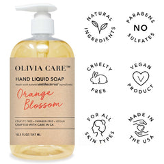 Olivia Care pump dispensing soap showing easy controlled usage