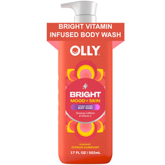 OLLY front bottle showing label and citrus currant scent, uplifting shower benefit