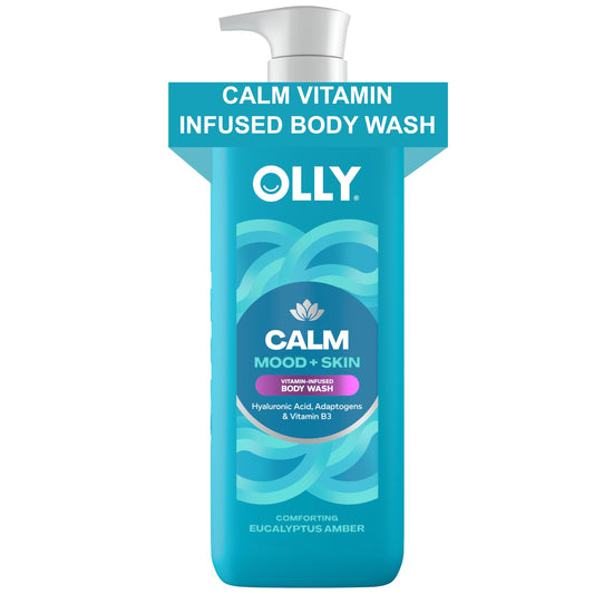 OLLY front packaging showing bottle and calming eucalyptus scent benefit