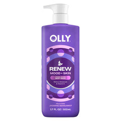 OLLY bottle front packaging showing clean 17oz label and calming scent