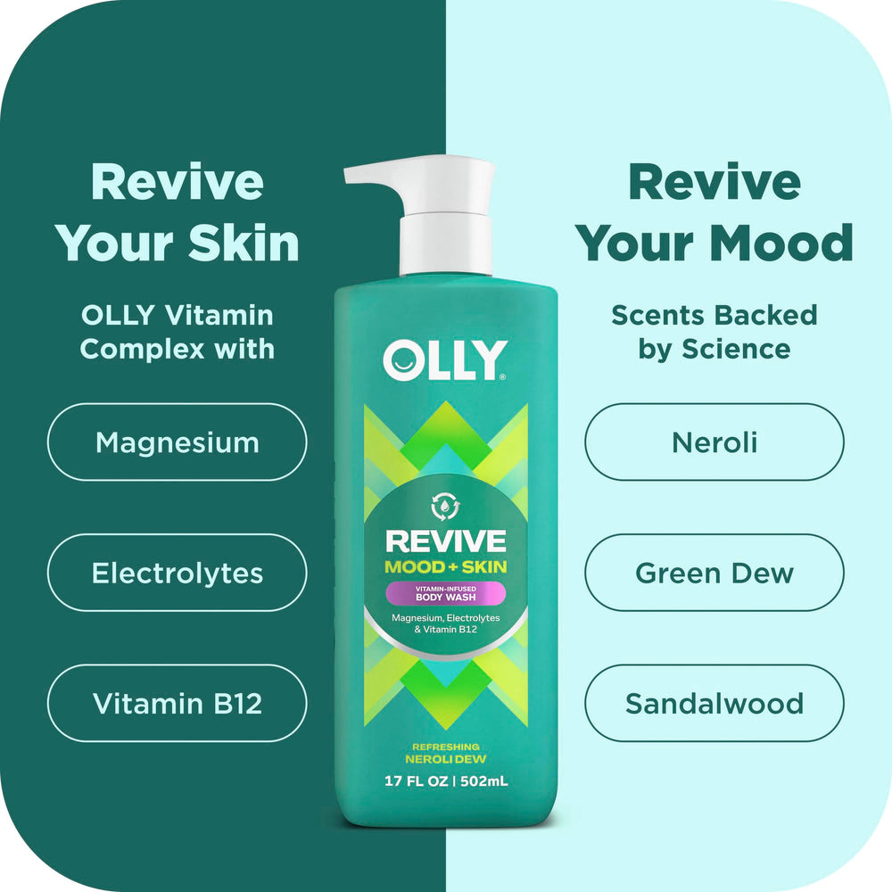 OLLY creamy gel texture on hand showing rich lather and gentle hydration