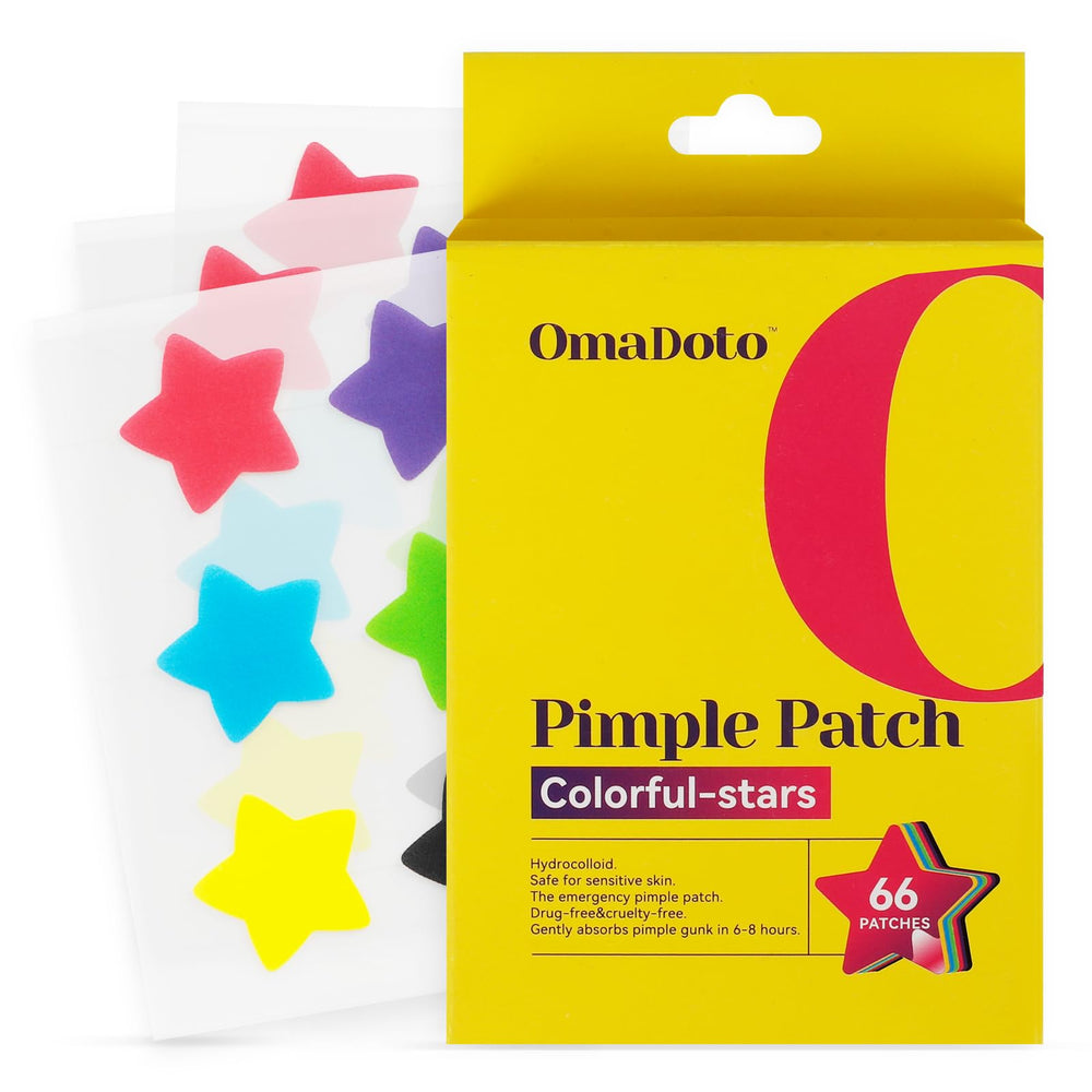 OMADOTO front packaging showing colorful star patches and pack benefit