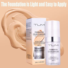 Omaky foundation swatched on hand demonstrating colour change and natural matching benefit