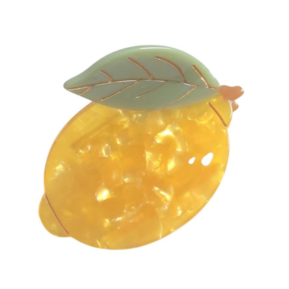 OMG Decor lemon claw clip front view showing glossy color and stylish shape for polished look
