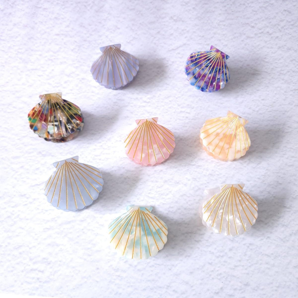 OMG Decor white shell claw clip styled with gift box for elegant present idea