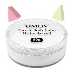 OMOV white face paint front pan showing full 90g coverage and clear labeling