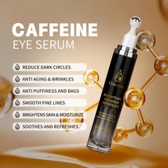 OMYIJVS roller applied under eye demonstrating targeted de-puffing and even distribution
