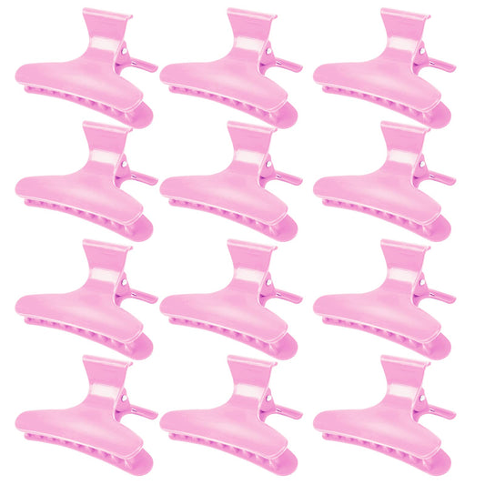 Ondder front view pack showing twelve pink butterfly clips and convenience