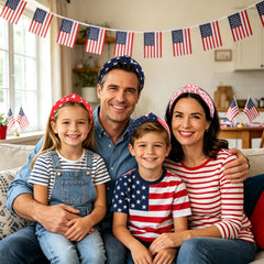 Woman wearing Ondder headband at parade showing festive look benefit