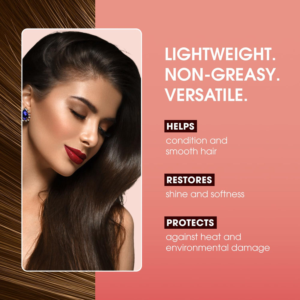 Finished sleek dry hair after One 'n Only oil for visible shine and reduced flyaways