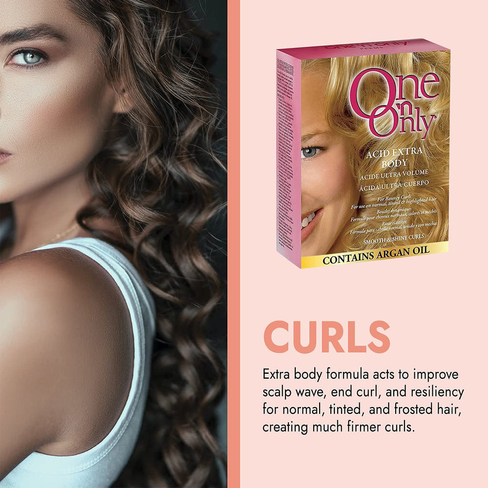 One 'N Only before and after comparison showing enhanced volume and defined curls