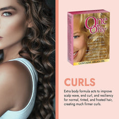 One 'N Only before and after comparison showing enhanced volume and defined curls