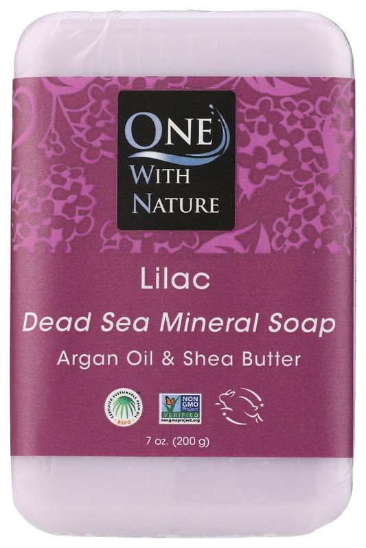 One With Nature front packaging showing lilac soap and benefits