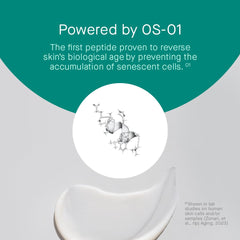 Vial of OS-01 peptide beside product illustrating science-backed formulation benefit