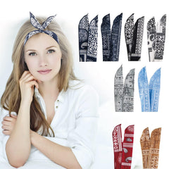 ONEYE front view of eight paisley headbands showing colors and patterns, stylish storage