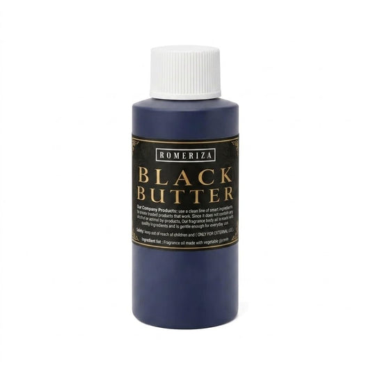 Onisavings Black Butter bottle front view showing compact travel perfume oil