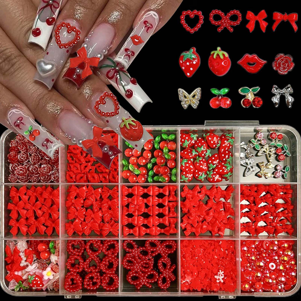 ONPRESS close-up of strawberry and cherry resin charms highlighting bright red detail and durability