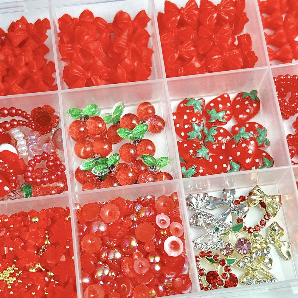 ONPRESS detailed shot of hearts bows and lips charms showing shapes for themed nail accents