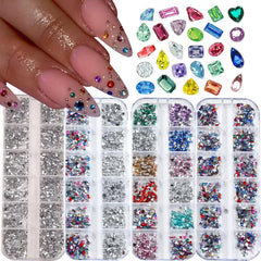 ONPRESS front packaging showing 4 boxes of colorful nail charms for complete sets