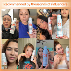 ONSART spray used on face with hand spread for non-greasy finish benefit