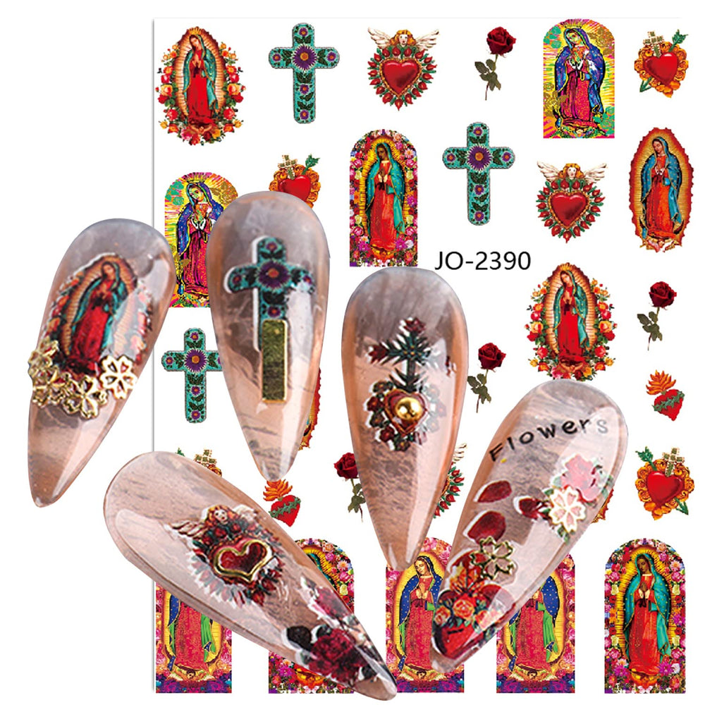 Onsdag full sheet layout of varied religious and angelic motifs offering creative options.