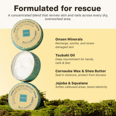 Onsen cream applied to cuticle demonstrating softening and repair benefit