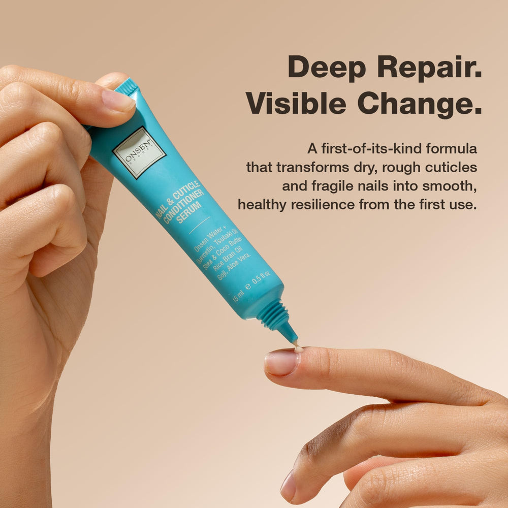 Onsen Secret applied on fingertip, easy mess-free application and targeted repair