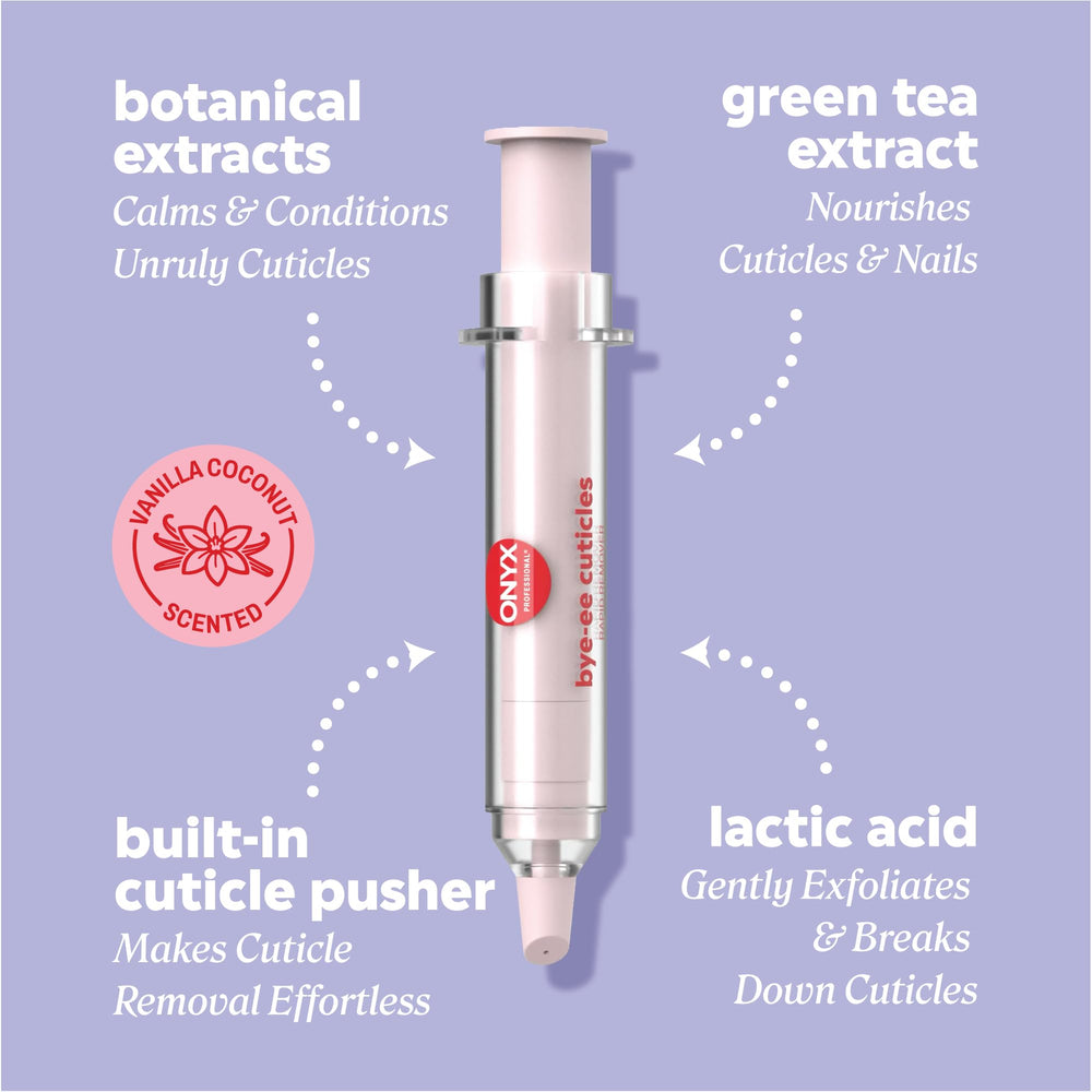 ONYX Professional built‑in cuticle pusher closeup showing tool shape for easy removal