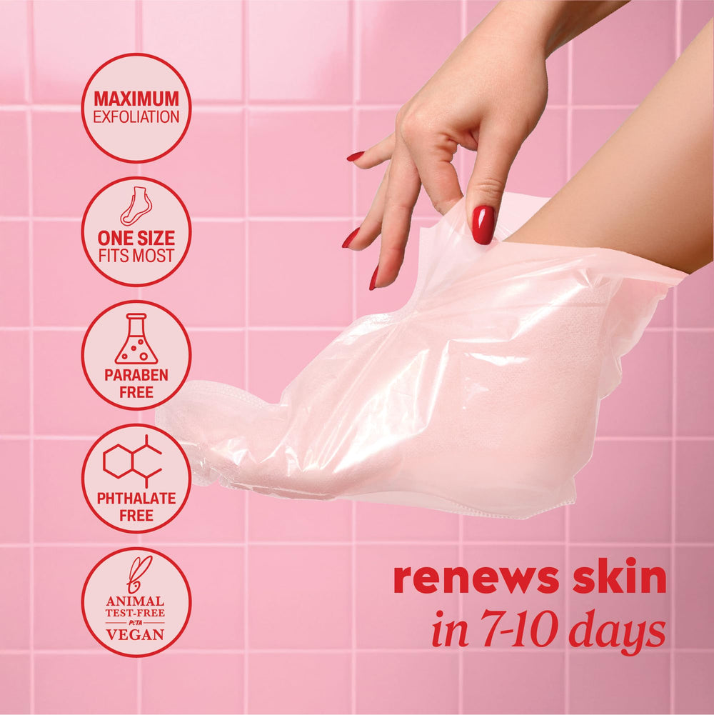 Onyx Professional feet mid-peel showing exfoliation results and smoother skin