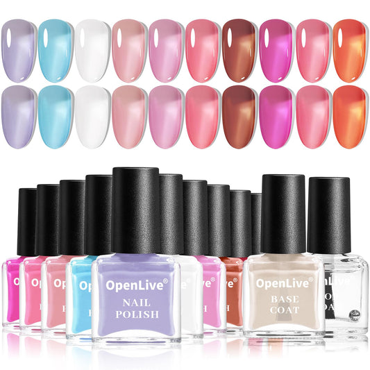 OpenLive front packaging showing 12-piece jelly nail polish set and gift-ready box
