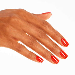 Close-up of OPI A Red-vival City high-shine surface highlighting salon gloss