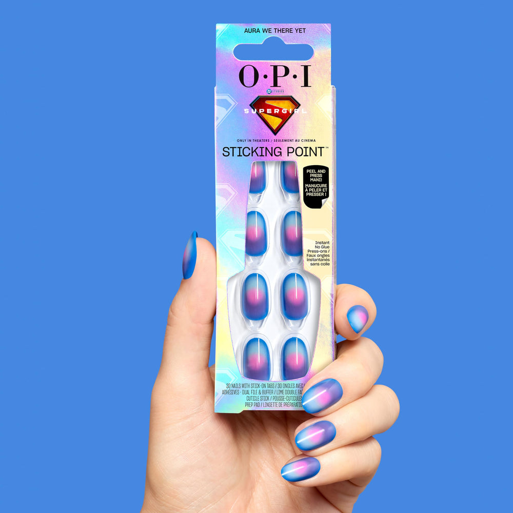 OPI lifestyle hand wearing Aura nails showing instant polished look and confidence