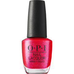 OPI Big Apple Energy front bottle showing scarlet shimmer and glossy finish