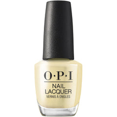OPI bottle front view showing Buttafly soft yellow and brand polish benefits