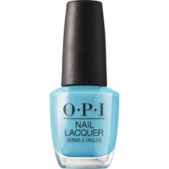 OPI bottle front view showing bright blue color and glossy finish benefit