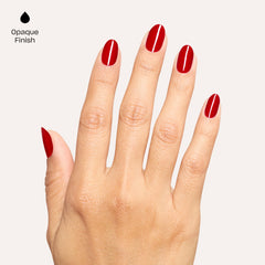 Closeup nail tip with OPI polish showcasing chip resistance and shine