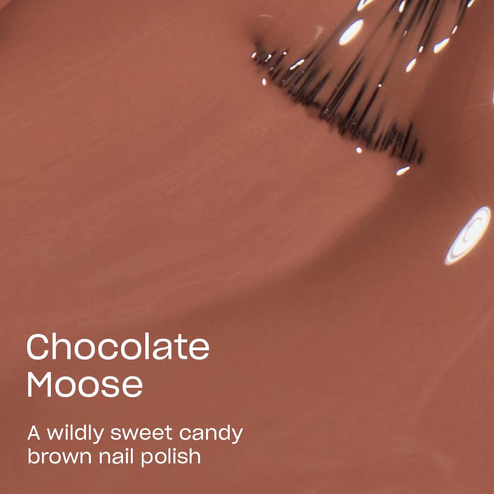 OPI Chocolate Moose brush stroke across a nail showing smooth, even coverage