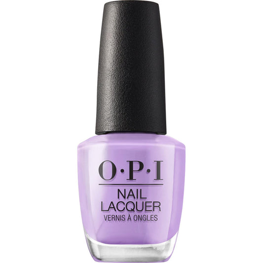 OPI bottle front view showing lilac shade and glossy finish benefit