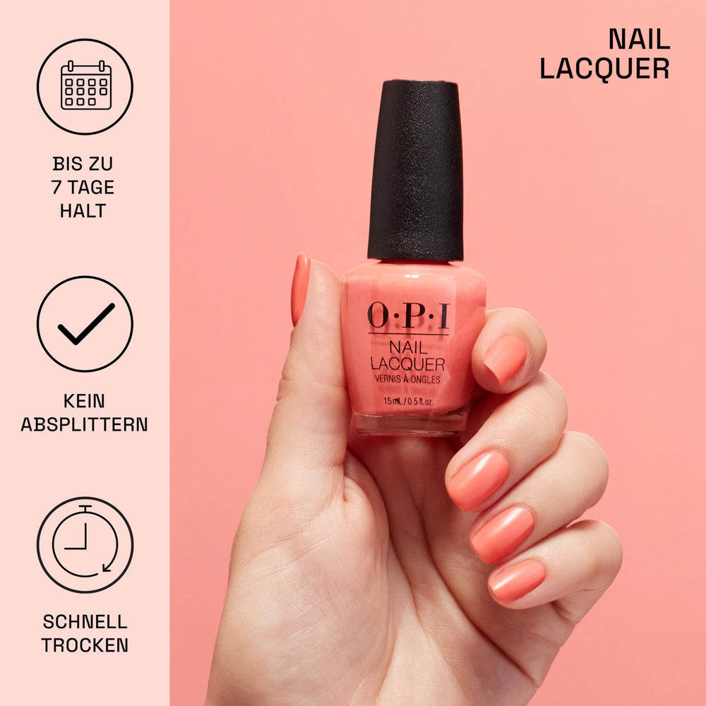 OPI Dulce de Leche bottle label close-up highlighting brand and shade name