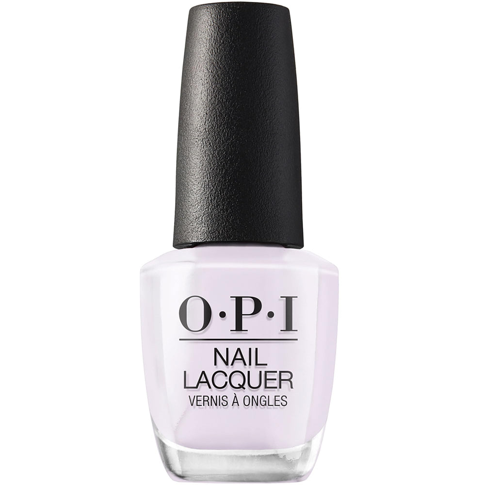 OPI bottle front view showing soft white crème and glossy finish benefit
