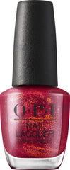 OPI bottle front view showing dark red pearl shade and salon-quality finish