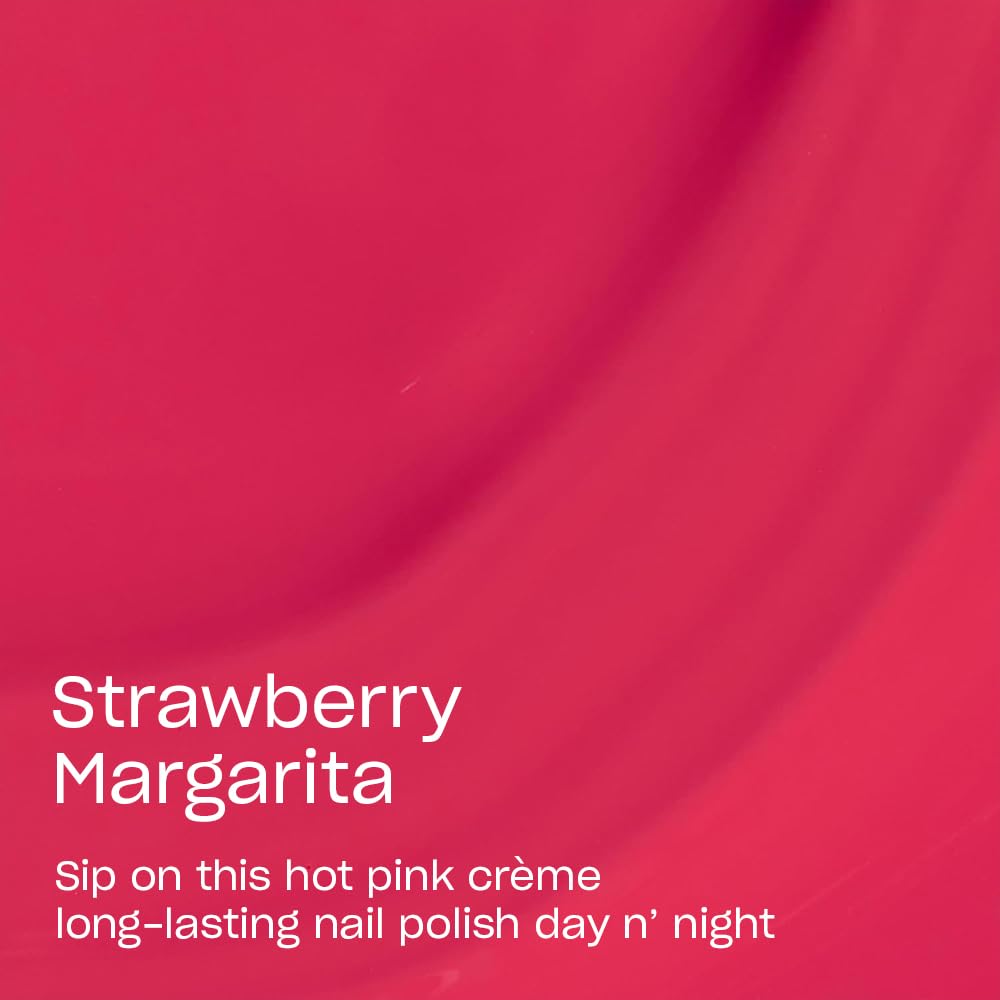 OPI swatched on a model hand showing opaque hot-pink coverage and long-wear look