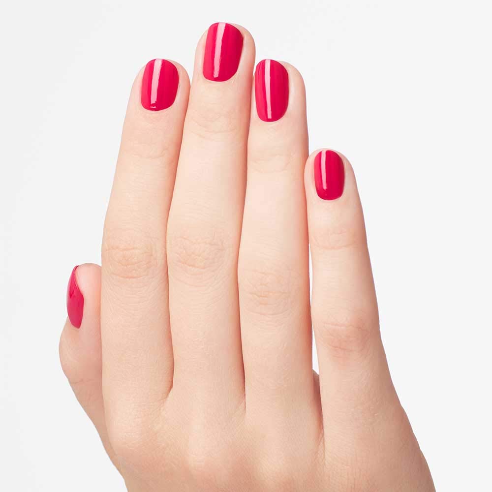 OPI Koala Bear-y application on nails showing streak-free, high-shine result