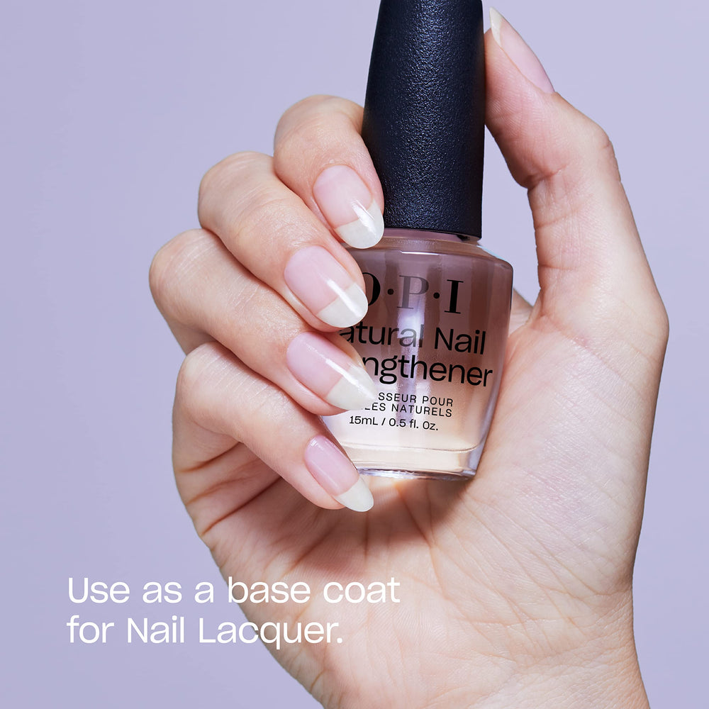 OPI nails before and after using strengthener showing stronger, smoother nail appearance