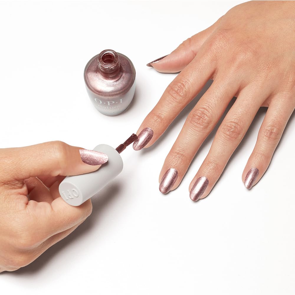 OPI flatlay with polish and botanicals highlighting plant-based ingredients benefit