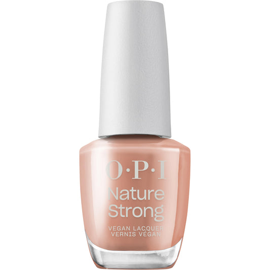 OPI bottle front view showing warm brown shade and plant-origin benefits