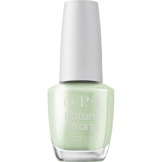 OPI bottle front view showing sage green cream and glossy finish benefit