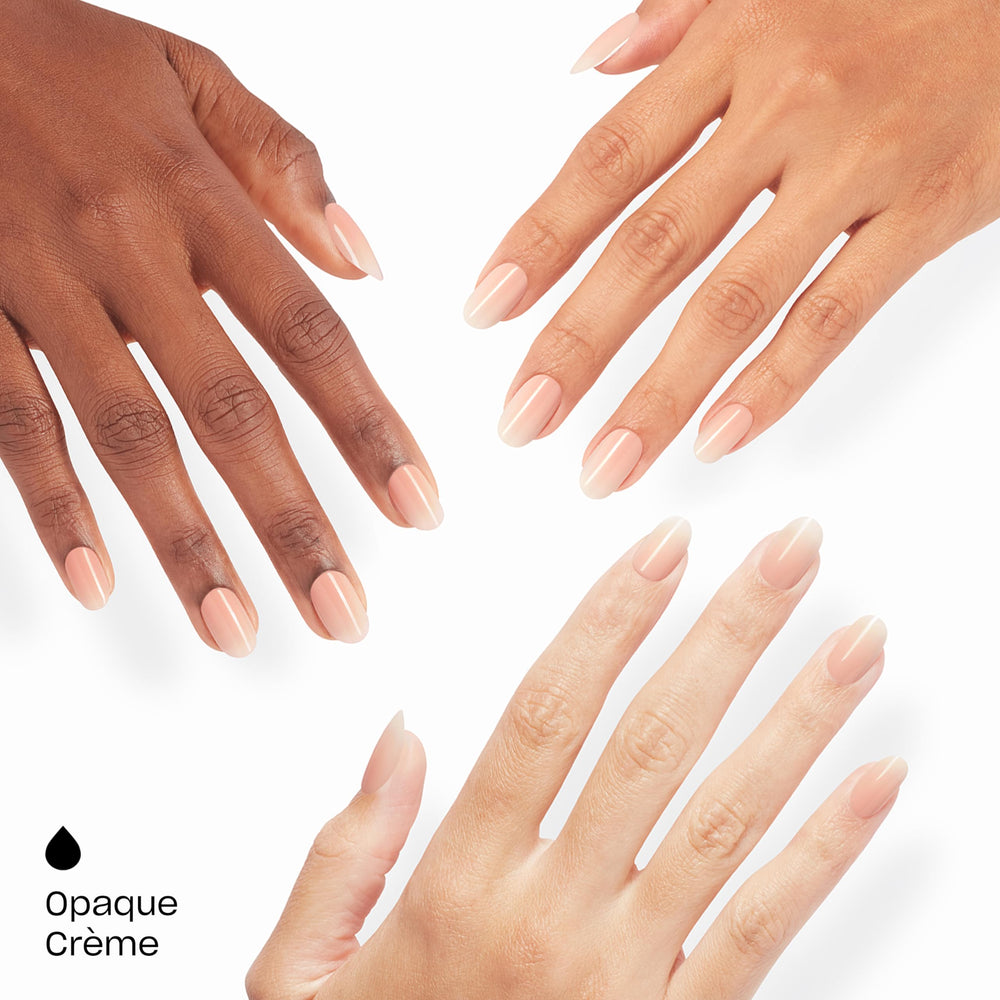 OPI Peach Smoochie nail glue and application tools displayed for easy at-home use