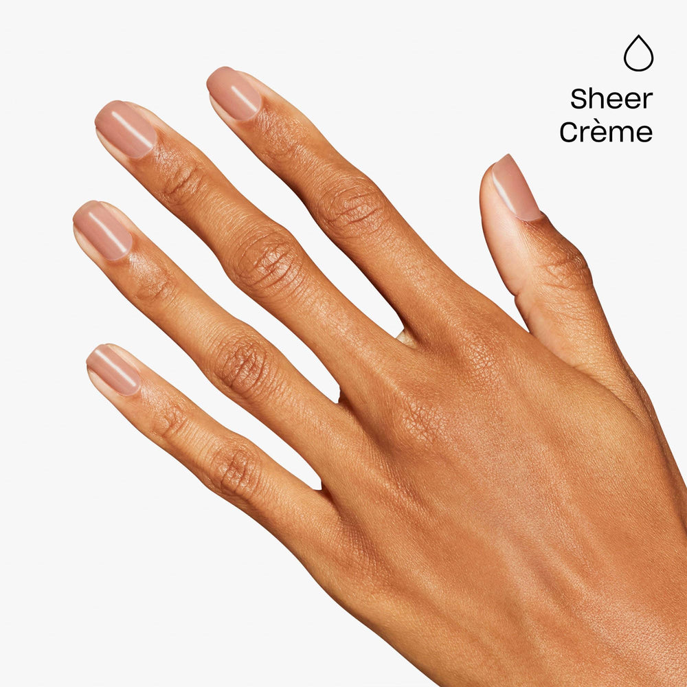 OPI nails close-up showing crème finish and chip-resistant appearance